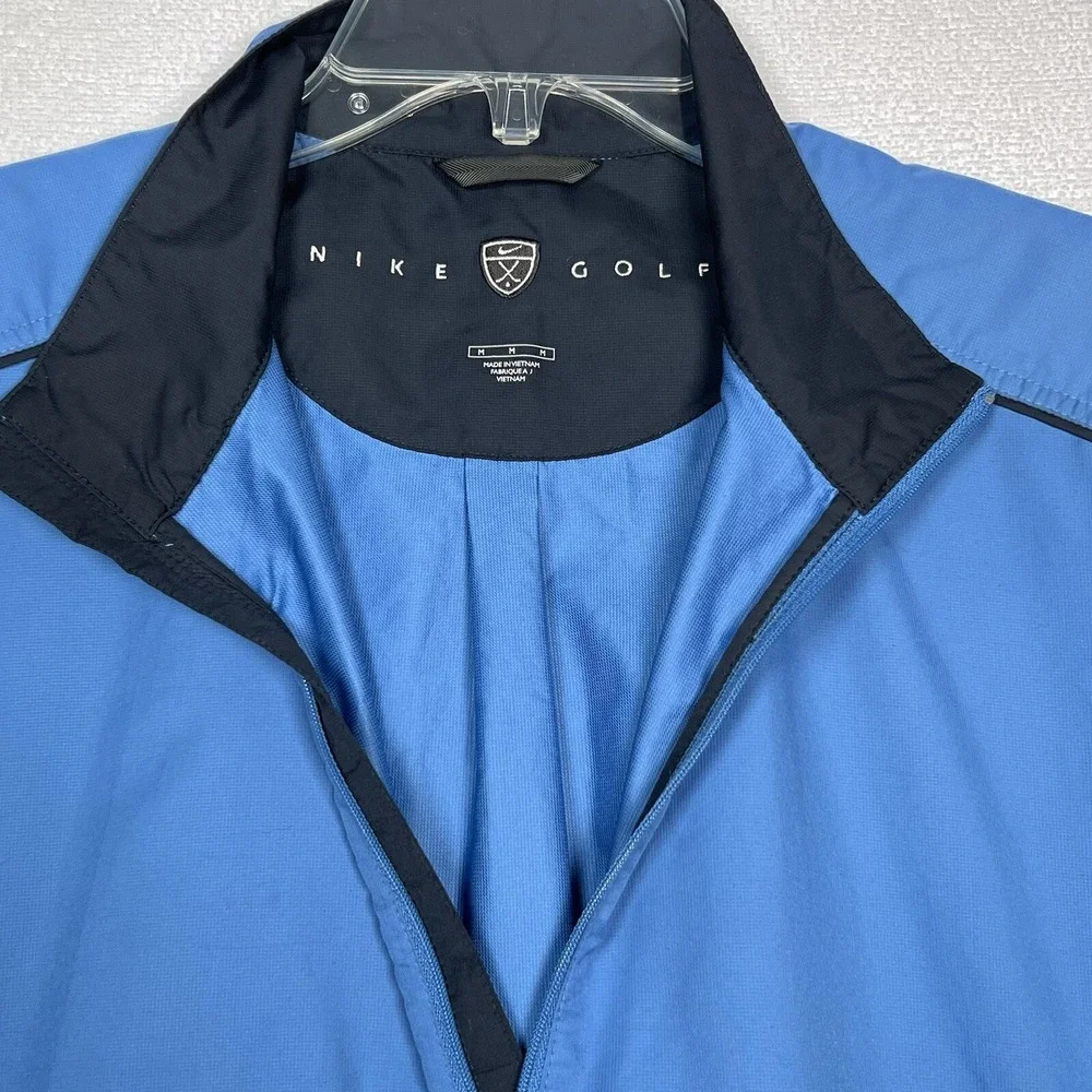 Nike Golf 1/4 Zip Wind Shirt Short Sleeve Mens‎ Medium Blue Zippered Pockets